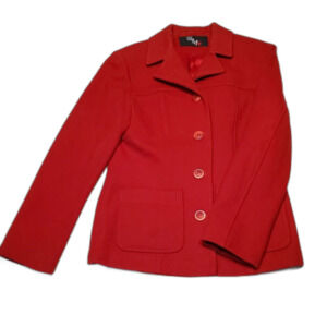 Vintage Classic Red 100% Wool Winter Coat Size S